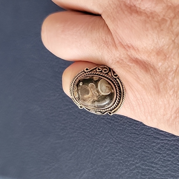 Turritella Agate Ring Sterling Silver - Picture 7 of 8